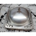 SILVER PLATED BUTTER DISH WITH LID