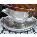 SILVER PLATED GRAVY BOAT AND UNDER TRAY