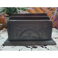 LEATHER AND WOOD ENVELOPE HOLDER | VINTAGE |