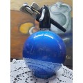 Blue Anodised Soda Syphon Water Bottle Art Deco Bar Made In England