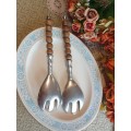 Pewter Salad Forks with Wooden Beads
