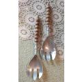 Pewter Salad Forks with Wooden Beads