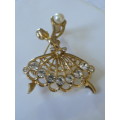 LADY BROOCH VINTAGE LIKE  STONES AND FAUX PEARL