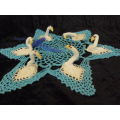 HAND CROCHETED DOILIE STAR  WITH SWANS