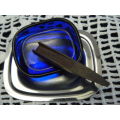 LUNDTOFTE DKF SALT STAINLESS STEEL - BLUE GLASS AND WOODEN SCOOP