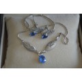 beautifull cde sterling necklace and earings with blue stones