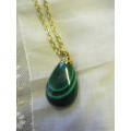 MALACHITE COLLECTABLE HEALING STONE PENDANT AND CHAIN