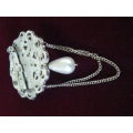 SILVER COLOURED BROOCH WITH FAUX PEARLS