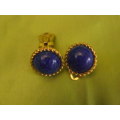 EARRINGS GOLD TONED AND BLUE 1.6 CM