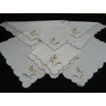 VINTAGE COTTON EMBROIDERED CLOTHS X 6 REDUCED