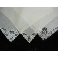 VINTAGE COTTON HANKIES WITH LACE X 3