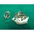 lOVELY BOAT BROOCH WITH ANCHOR ON CHAIN