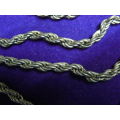 SILVER TONED CHAIN DOUBLE STRAND TWIST 60 CM LONG