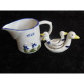 BLUE AND WHITE DELFT LIKE DUCK SET