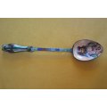 WOOW   Antique Egyptian Silver and Painted Enamel Spoon with Sarcophagus