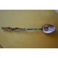 WOOW   Antique Egyptian Silver and Painted Enamel Spoon with Sarcophagus