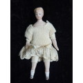 STUNNING MINIATURE PORCELAIN DOLL WITH HAND MADE DRESS