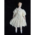 STUNNING MINIATURE PORCELAIN DOLL WITH HAND MADE DRESS