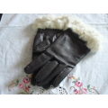 BROWN FOUX LEATHER GLOVE WITH FUR CUFSS