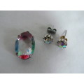 RAINBOW GLASS PENDANT AND EARRINGS