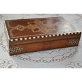 Stunning beautiful OLD inlayed ivory, ebony and burwallnut wooden box