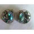 LOVELY CLIP ONS SILVER TONED AND BLING EARRINGS
