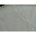 VINTAGE COTTON EMBROIDERED TRAY CLOTH HAND CROCHETED EDGE