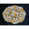 ORANGE AND PALE YELLOW COTTON HAND CROCHETED DOILIE 29 CM