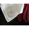 HAND EMBROIDERED COTTON VINTAGE HANKIE AND GLOVES
