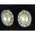 FAUX PEARL AND BLING STUD EARRINGS