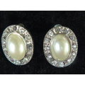 FAUX PEARL AND BLING STUD EARRINGS