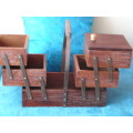 LARGE WOODEN PULL OUT TRAY WITH BRASS VINTAGE SEWING BASKET!@!@!@!