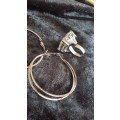 Lovely bling Ring with large Hoop earrings