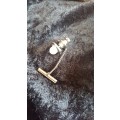 Genuine pearl mens Pin Tie Tack very smart almost has an art deo feel to it