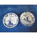 BLUE AND WHITE PIN DISHES X 2