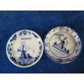 BLUE AND WHITE PIN DISHES X 2