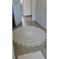 Stunning 1.8m diam light cream cotton crocheted round table