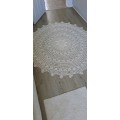 Stunning 1.8m diam light cream cotton crocheted round table