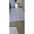 Large 2.15 x 1.45m white cotton crocheted table cloth/bedspread/curtain