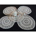 SET OF 5 X COTTON HAND CROCHETED DOILIES