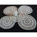 SET OF 5 X COTTON HAND CROCHETED DOILIES