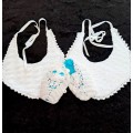 Beautifully hand crotcheted cotton  bibs and booties