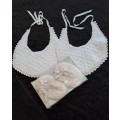 2 very cute double layer crotched cotton bibs and booties