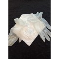 Stunning set of 3 vintage embroidered hankies and matching gloves