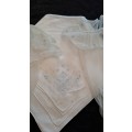 Stunning set of 3 vintage embroidered hankies and matching gloves
