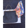 Vintage 1960` ladies bag with satain inner and silk hankie