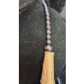 Ethnic wood and brass beaded necklace