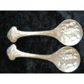 2 X SILVER TONED SPOONS VERY PRETTY AND DETAILED