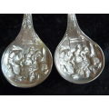 2 X SILVER TONED SPOONS VERY PRETTY AND DETAILED