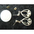 SILVER TONED FASHION EARRINGS WITH FOUX PEARLS